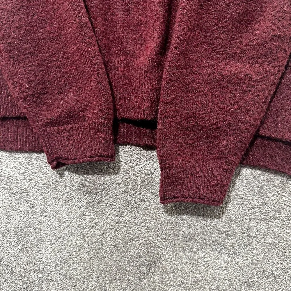 Lucky Brand Pullover Sweater Men L Burgundy V Neck Wool Blend‎ Long Sleeve
